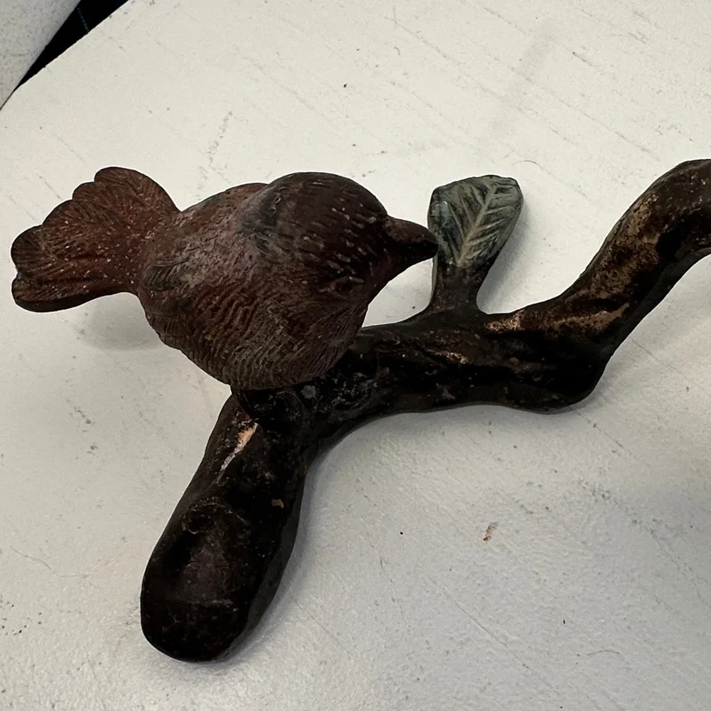 Vintage brass/metal 3 bird brutalist candelabra branch
